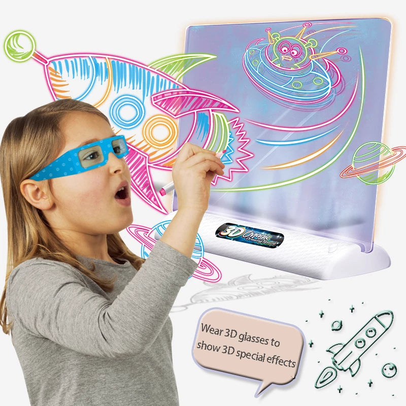LED Magic Drawing Board for Kids – 3D Glow Art Creative Tablet