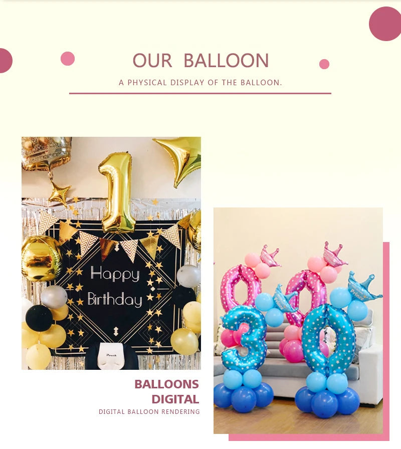 Number Birthday Balloon – Large Foil Number Balloon (16" / 32")