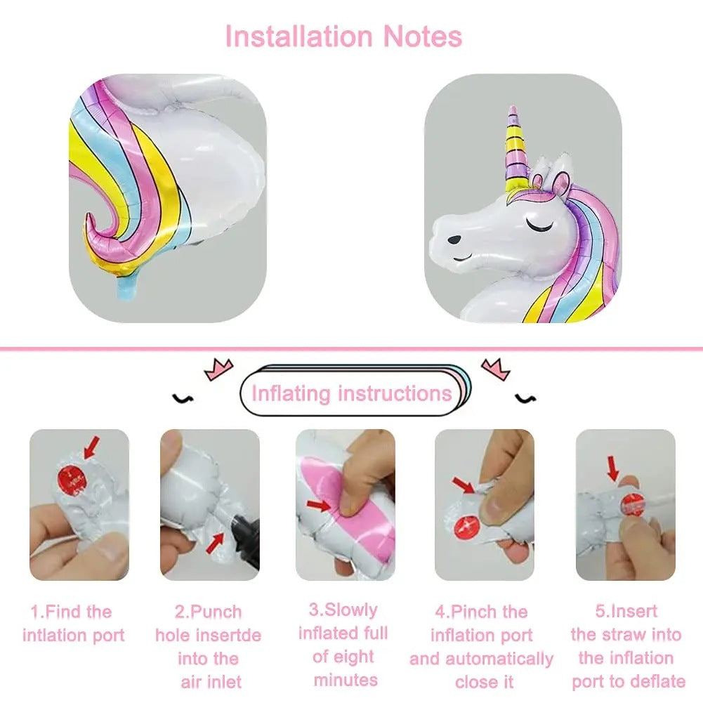 Unicorn Balloon Arch Garland Kit – 140pcs Rainbow Party Decorations