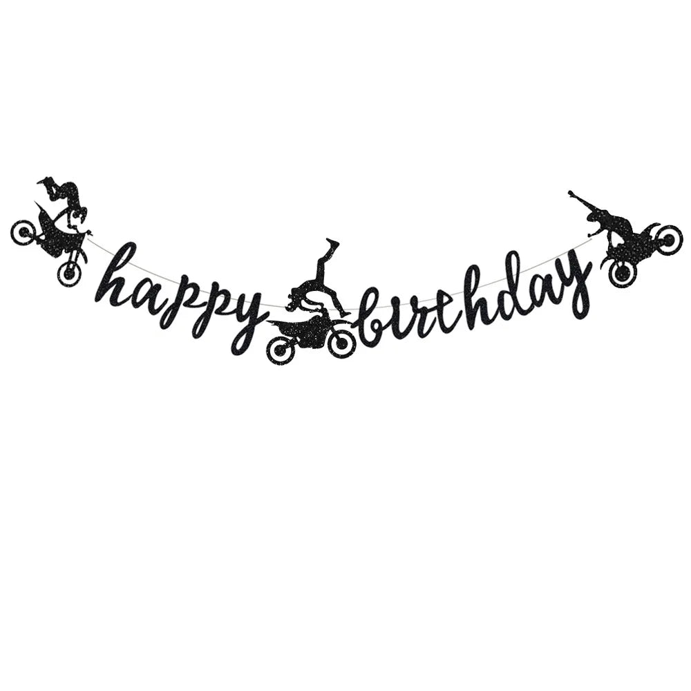 Dirt Bike Birthday Party Decoration Set – Banner, Plates, Cups & Balloons