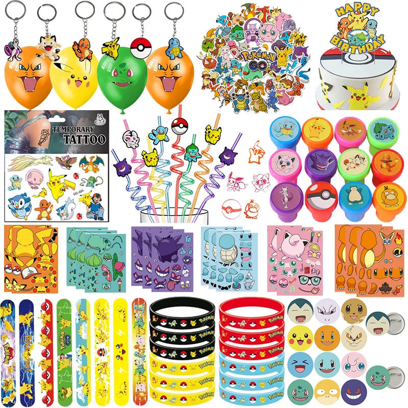 Kids Cartoon Party Favor Bundle – Stamps, Stickers & Balloons
