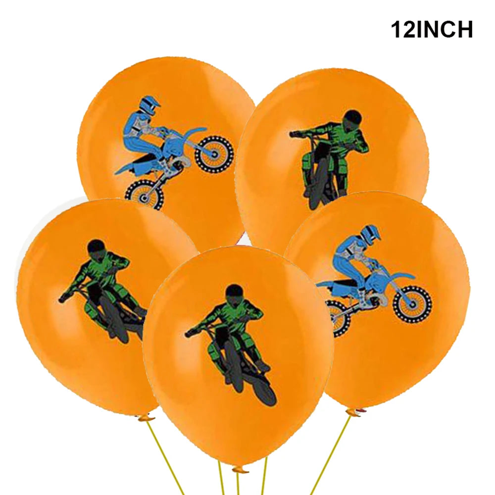 Dirt Bike Birthday Party Decoration Set – Banner, Plates, Cups & Balloons