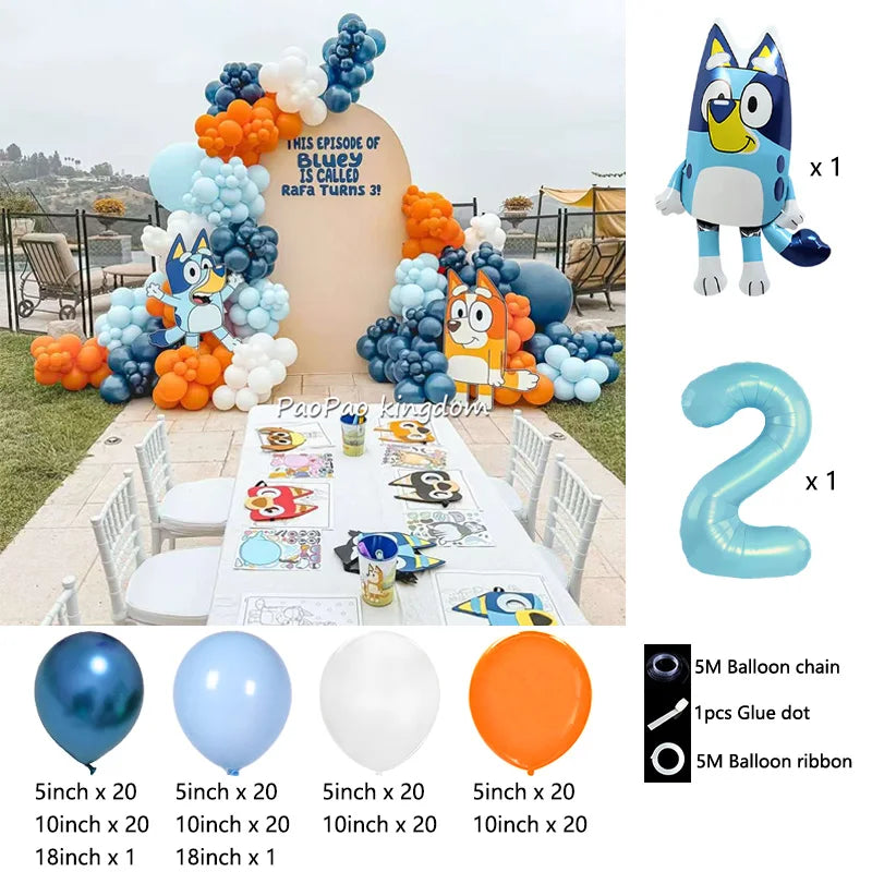 Blue Cartoon Dog Balloon Arch Kit – Kids Birthday Party Decoration Set