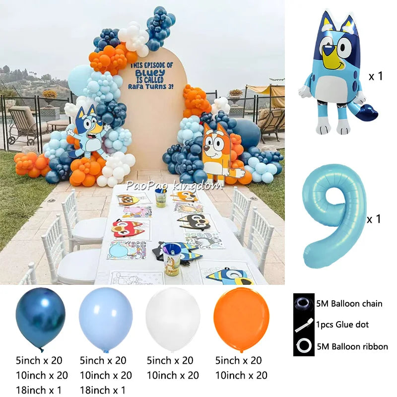 Blue Cartoon Dog Balloon Arch Kit – Kids Birthday Party Decoration Set