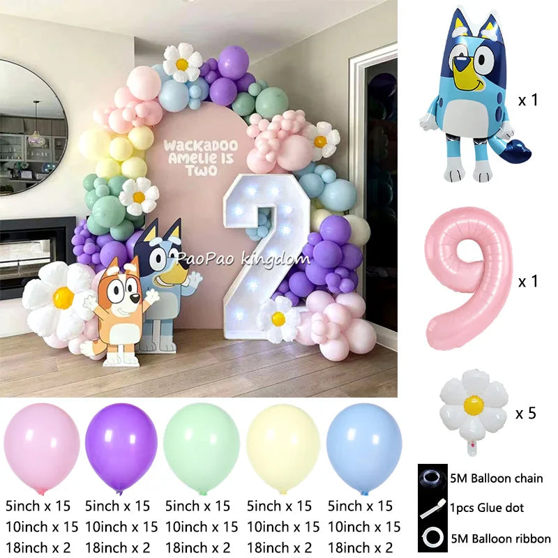 Blue Cartoon Dog Balloon Arch Kit – Kids Birthday Party Decoration Set