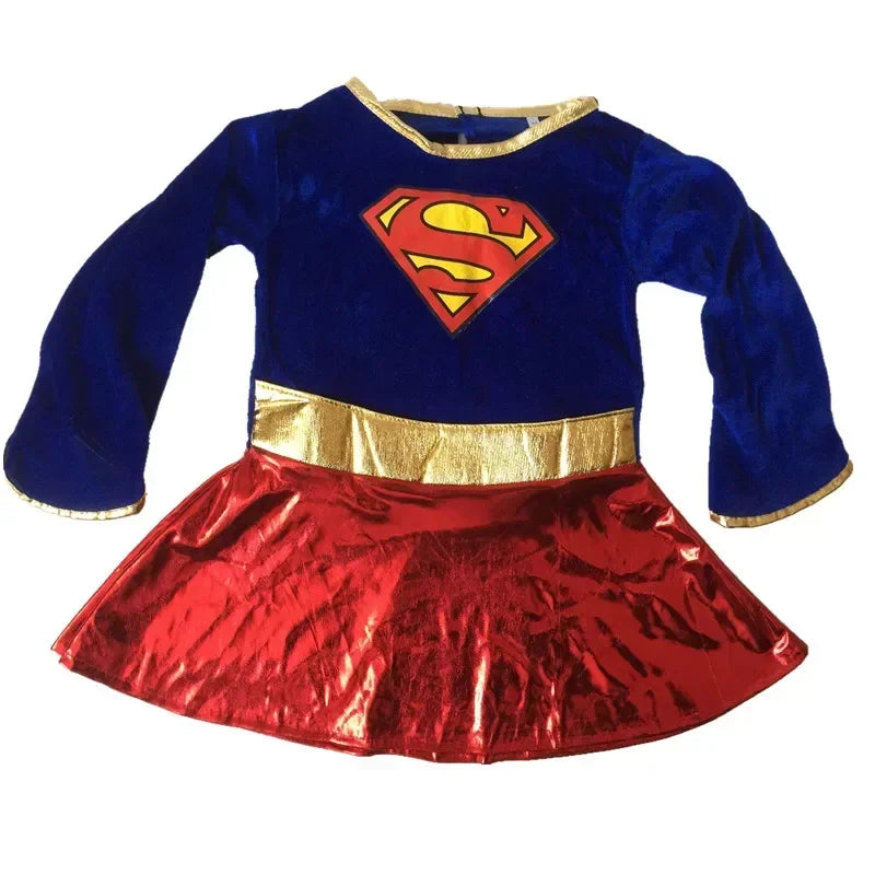 Girls Superhero Costume with Cape – Kids Fancy Dress Party Outfit