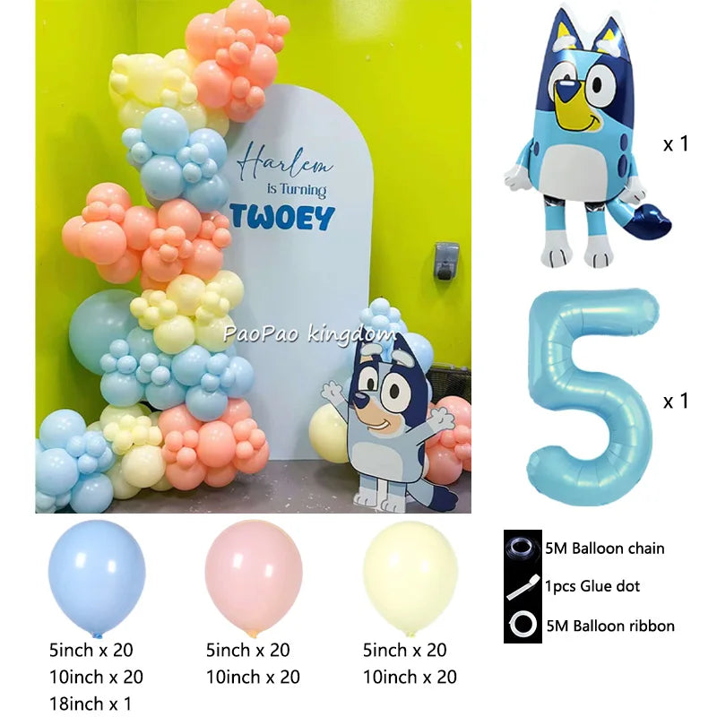 Blue Cartoon Dog Balloon Arch Kit – Kids Birthday Party Decoration Set