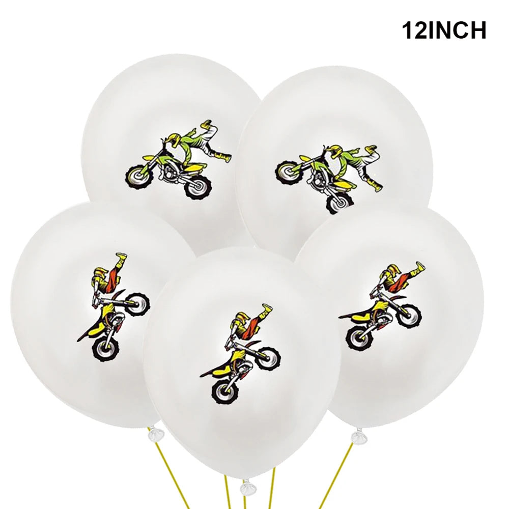 Dirt Bike Birthday Party Decoration Set – Banner, Plates, Cups & Balloons