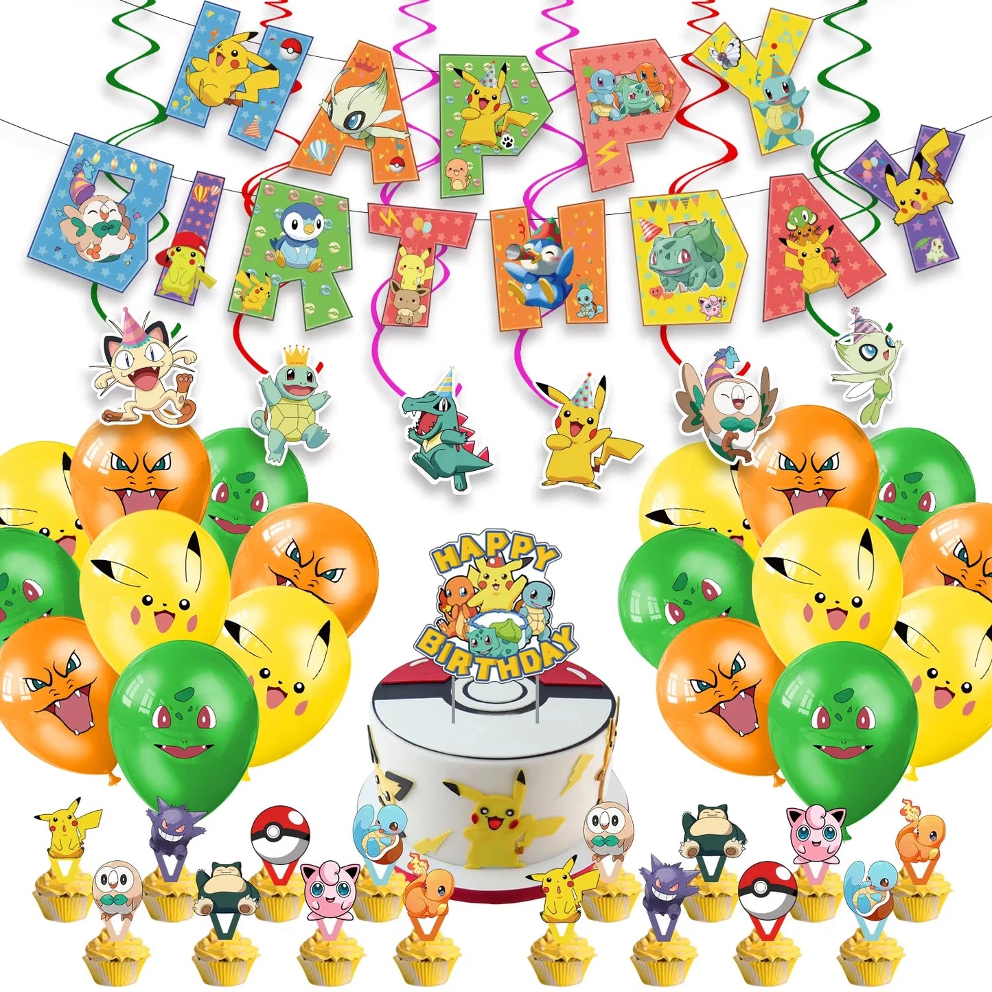 Kids Cartoon Party Favor Bundle – Stamps, Stickers & Balloons