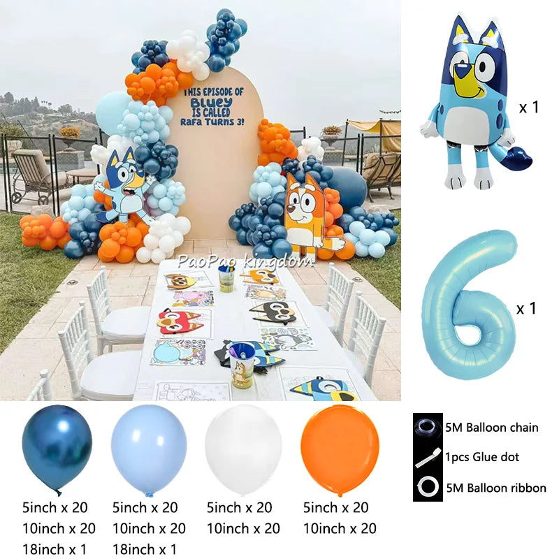 Blue Cartoon Dog Balloon Arch Kit – Kids Birthday Party Decoration Set