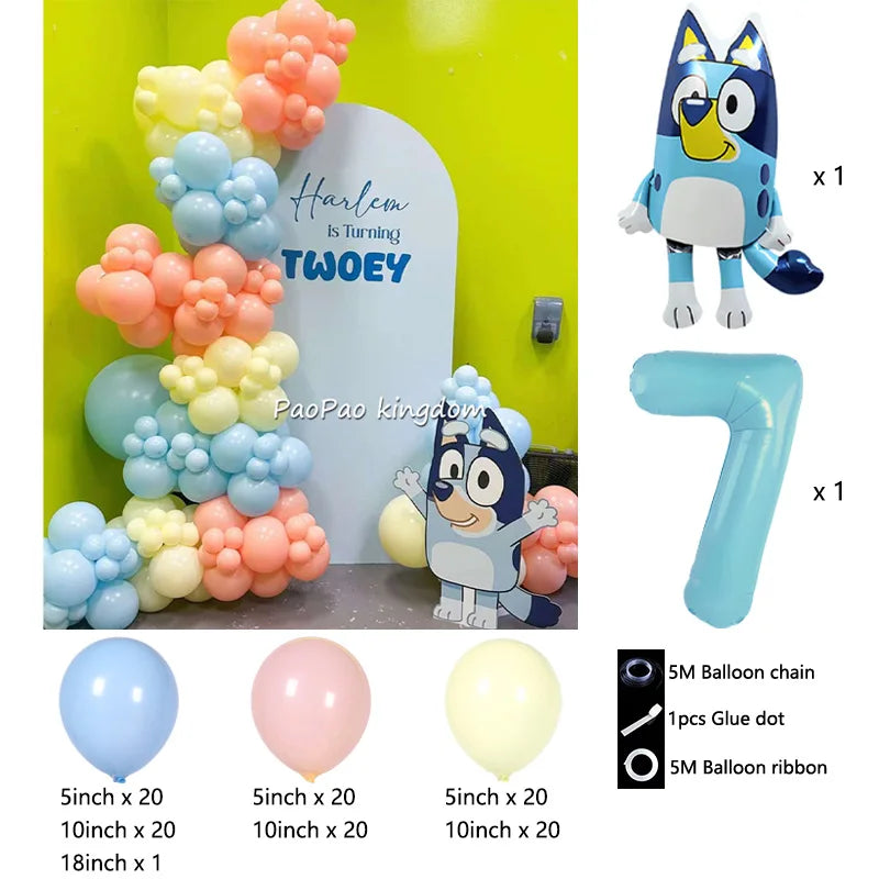 Blue Cartoon Dog Balloon Arch Kit – Kids Birthday Party Decoration Set