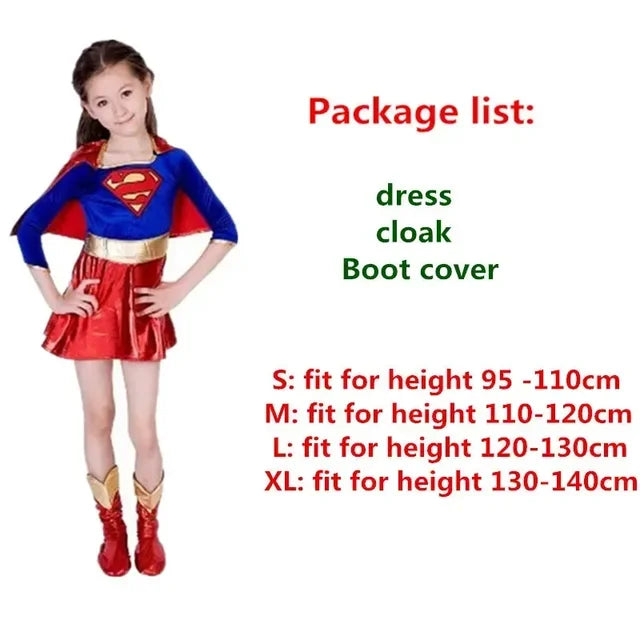 Girls Superhero Costume with Cape – Kids Fancy Dress Party Outfit