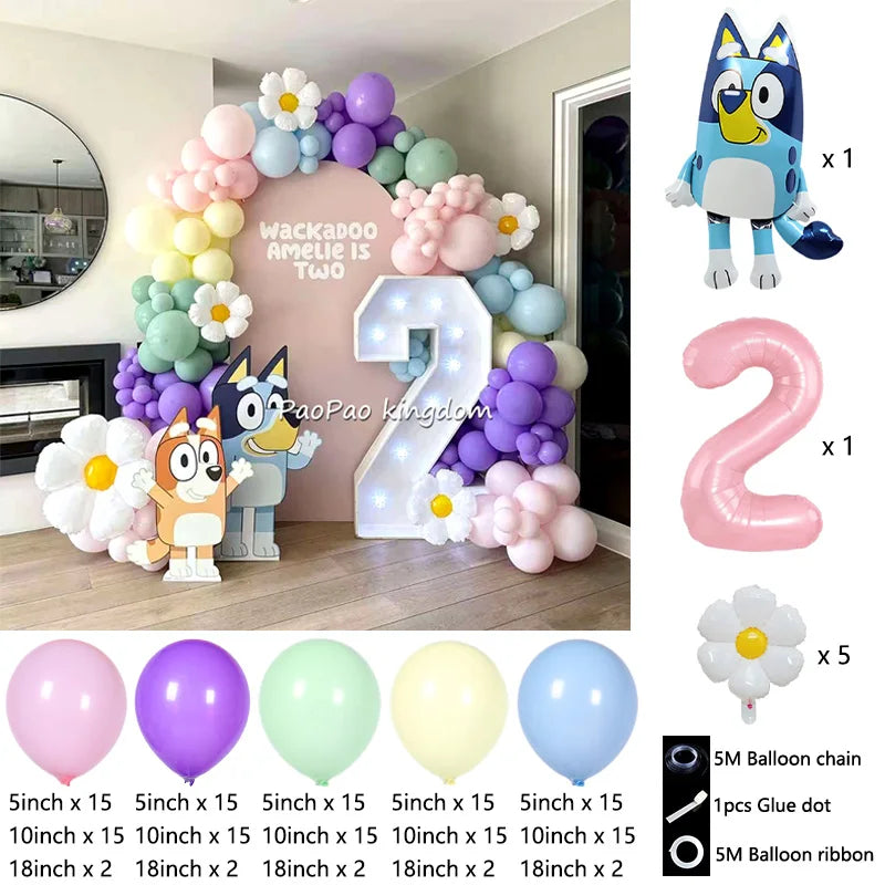 Blue Cartoon Dog Balloon Arch Kit – Kids Birthday Party Decoration Set