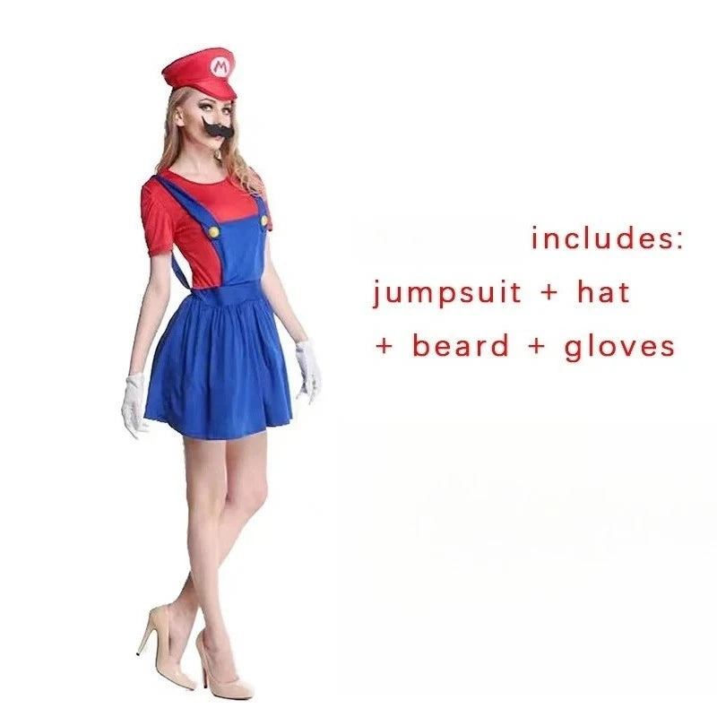 Retro Game Plumber Costume – Kids & Adult Fancy Dress Set