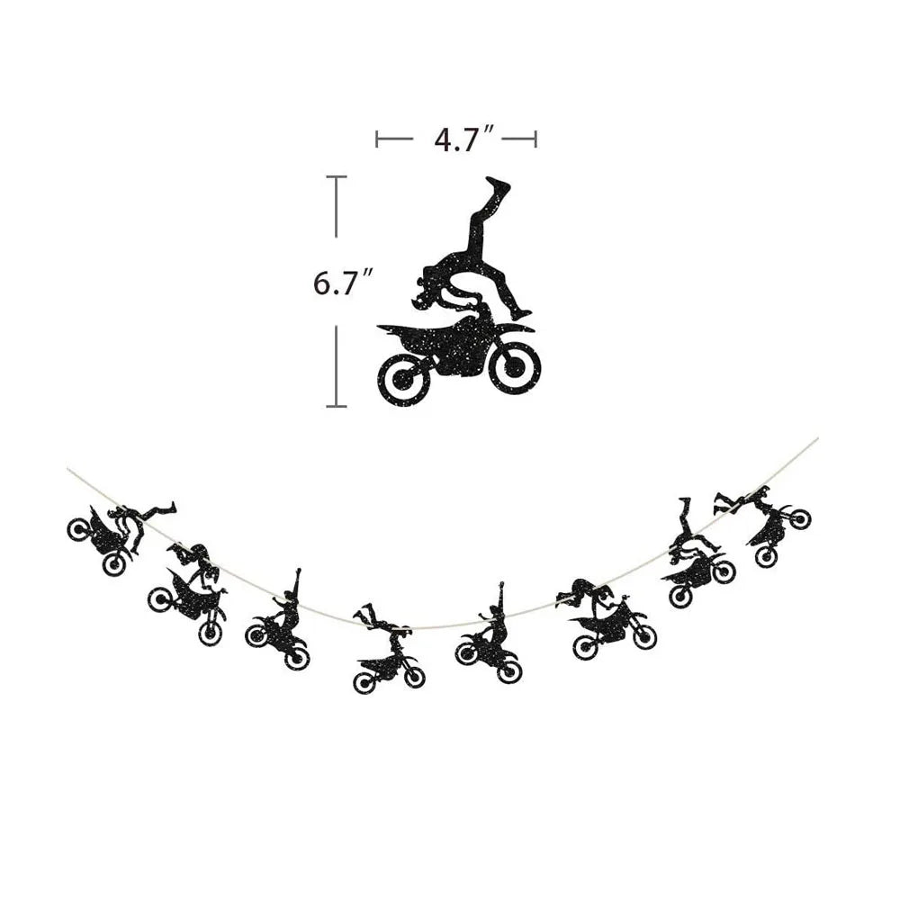 Dirt Bike Birthday Party Decoration Set – Banner, Plates, Cups & Balloons