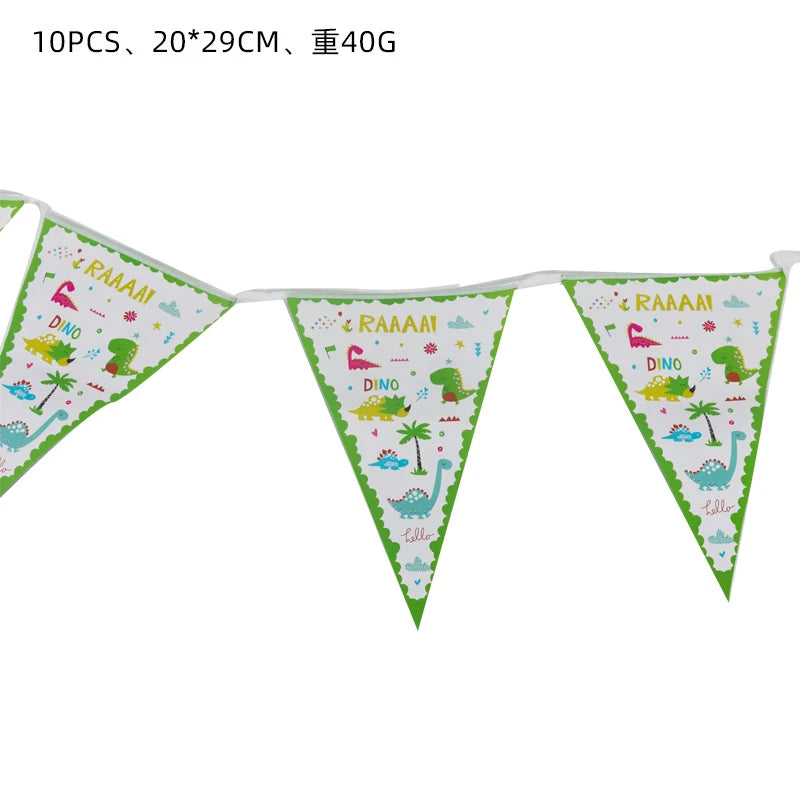 Dinosaur Birthday Party Decoration Set – Plates, Cups, Balloons & Banner Kit (61pcs)