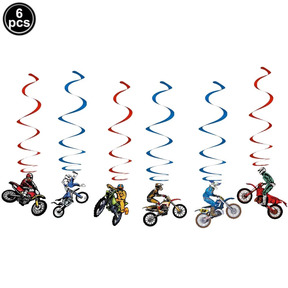 Dirt Bike Birthday Party Decoration Set – Banner, Plates, Cups & Balloons