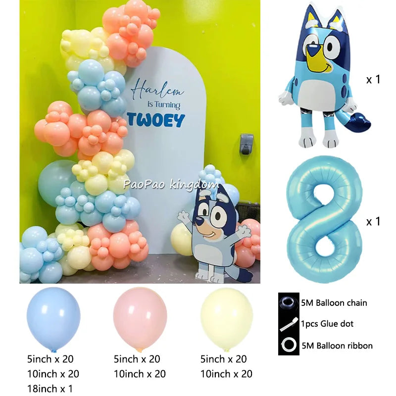 Blue Cartoon Dog Balloon Arch Kit – Kids Birthday Party Decoration Set