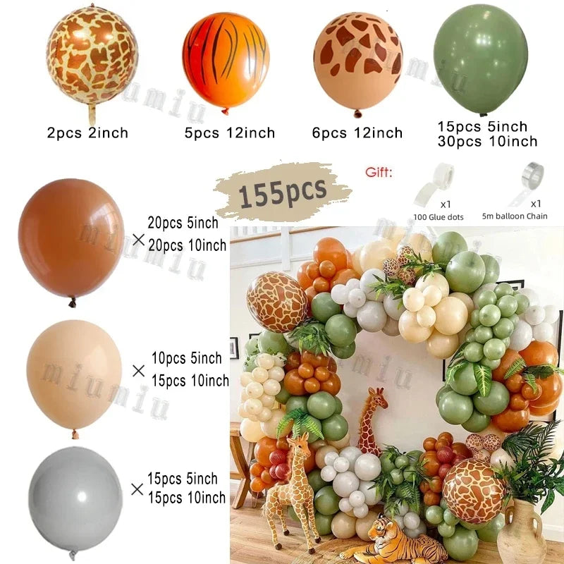 Jungle Safari Balloon Arch Kit – Animal Birthday Party Decoration Garland