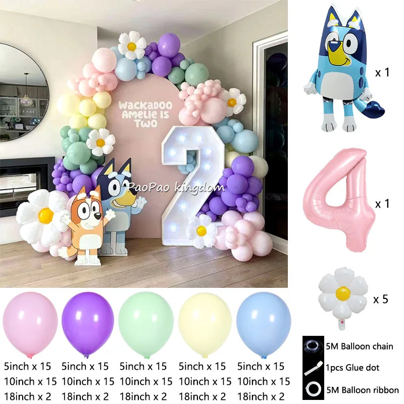Blue Cartoon Dog Balloon Arch Kit – Kids Birthday Party Decoration Set