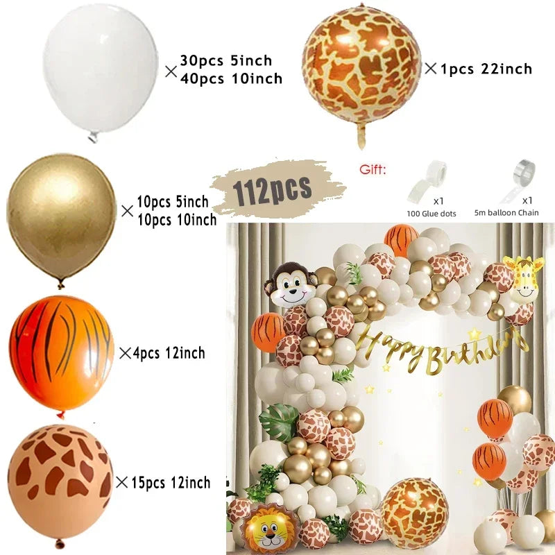 Jungle Safari Balloon Arch Kit – Animal Birthday Party Decoration Garland