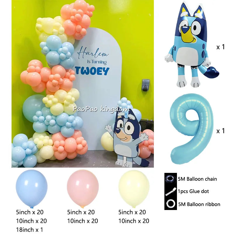 Blue Cartoon Dog Balloon Arch Kit – Kids Birthday Party Decoration Set