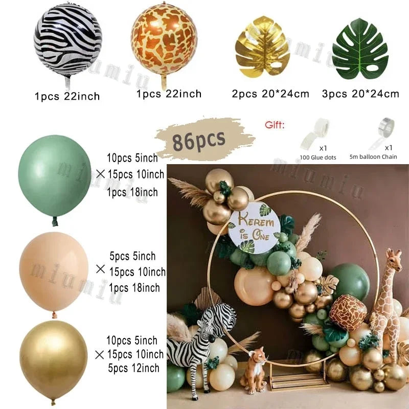 Jungle Safari Balloon Arch Kit – Animal Birthday Party Decoration Garland