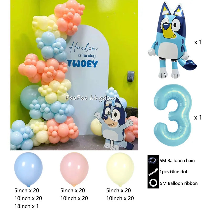 Blue Cartoon Dog Balloon Arch Kit – Kids Birthday Party Decoration Set