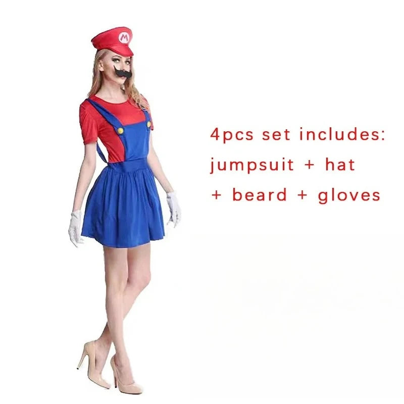 Retro Game Plumber Costume – Kids & Adult Fancy Dress Set