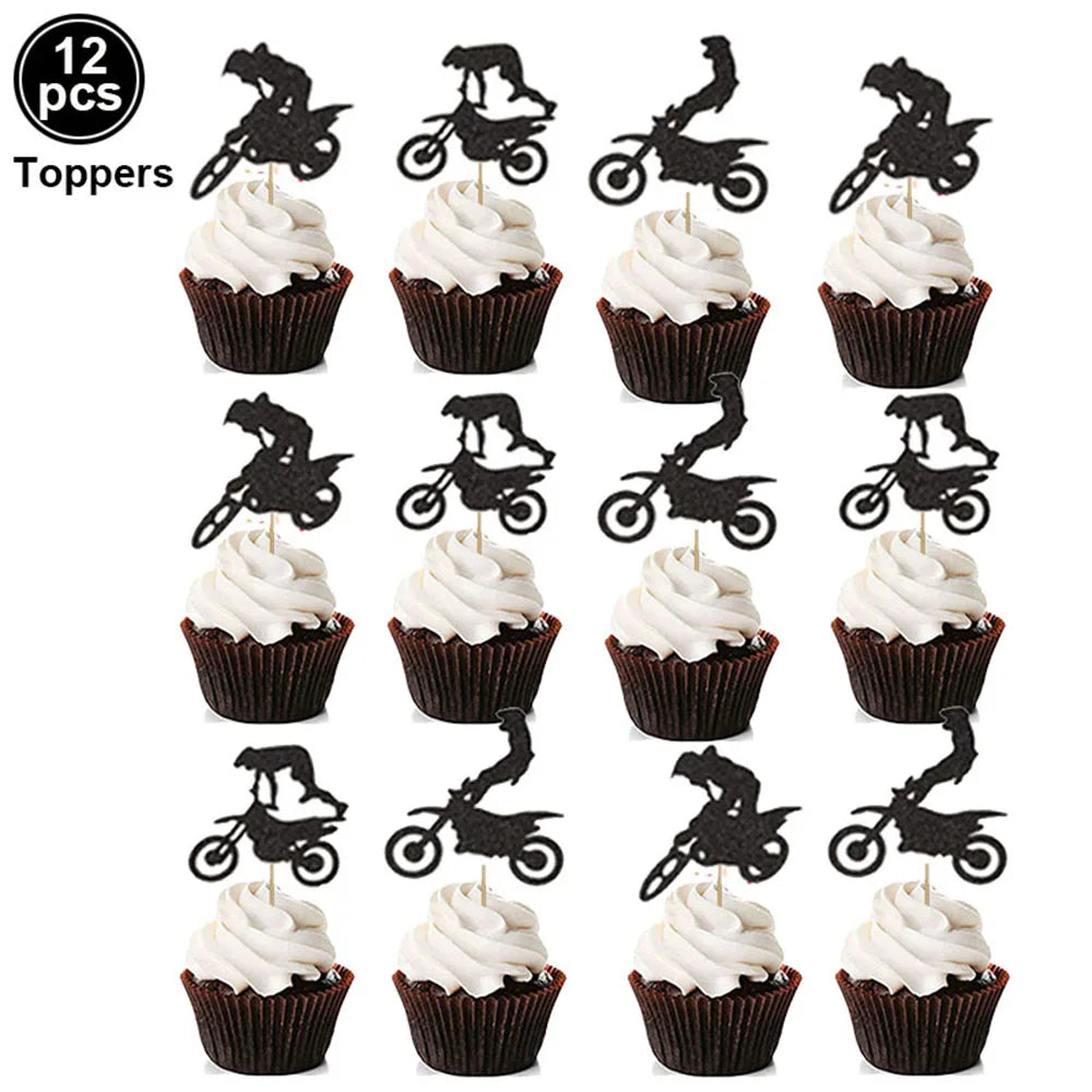 Dirt Bike Birthday Party Decoration Set – Banner, Plates, Cups & Balloons