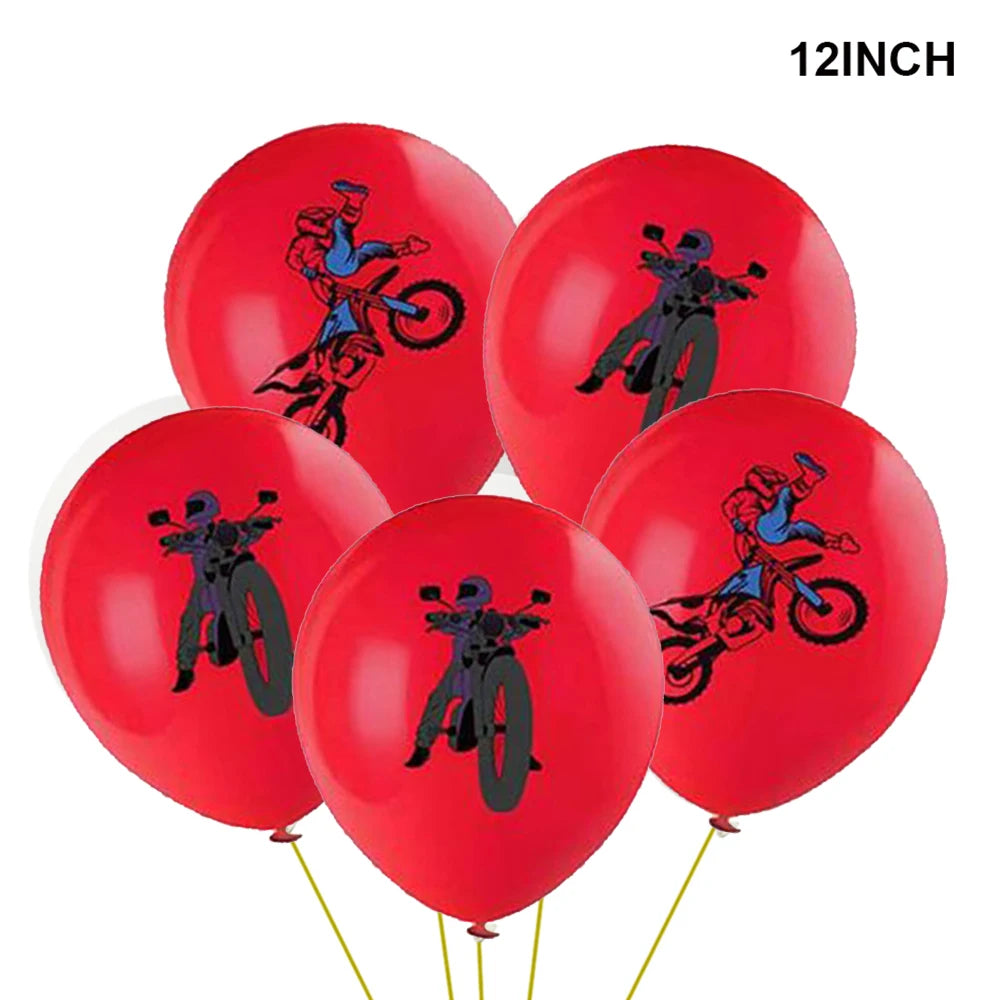 Dirt Bike Birthday Party Decoration Set – Banner, Plates, Cups & Balloons