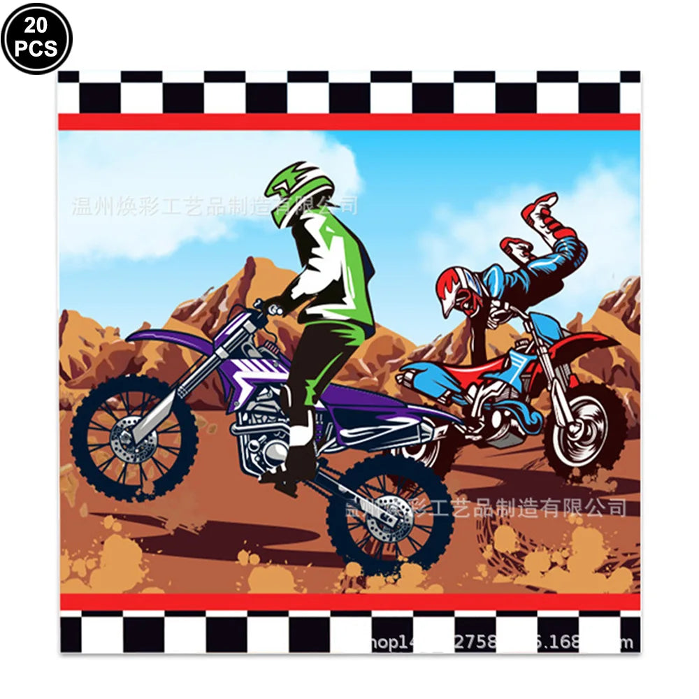 Dirt Bike Birthday Party Decoration Set – Banner, Plates, Cups & Balloons