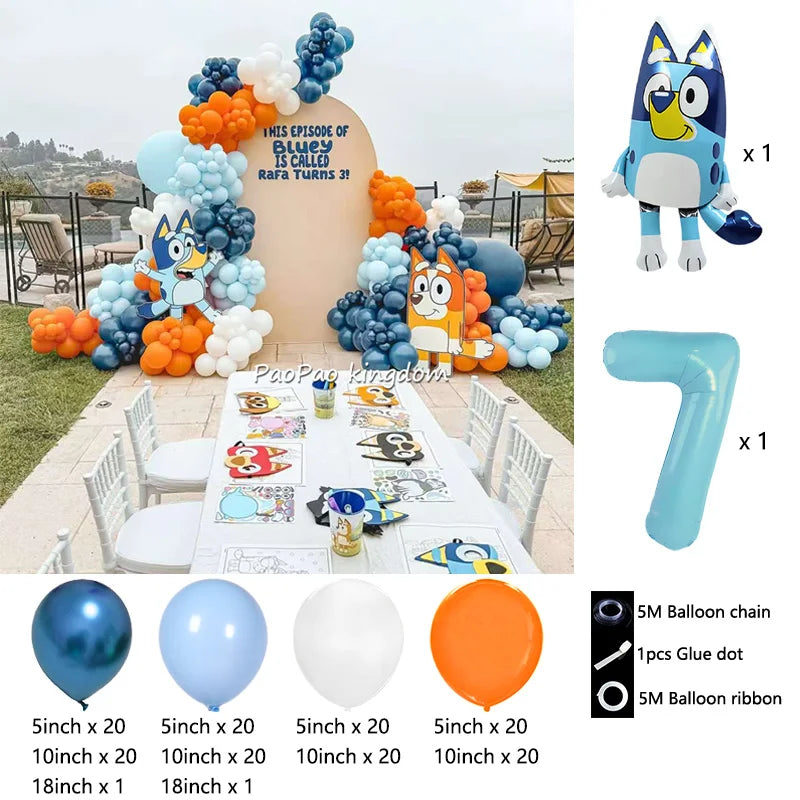 Blue Cartoon Dog Balloon Arch Kit – Kids Birthday Party Decoration Set
