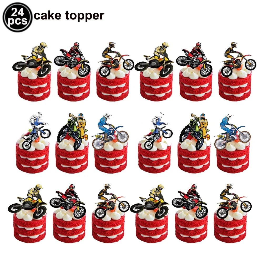 Dirt Bike Birthday Party Decoration Set – Banner, Plates, Cups & Balloons