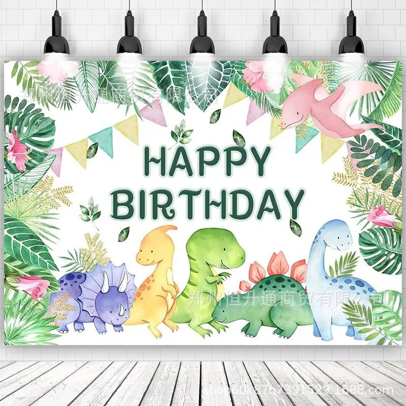 Dinosaur Birthday Party Decoration Set – Plates, Cups, Balloons & Banner Kit (61pcs)