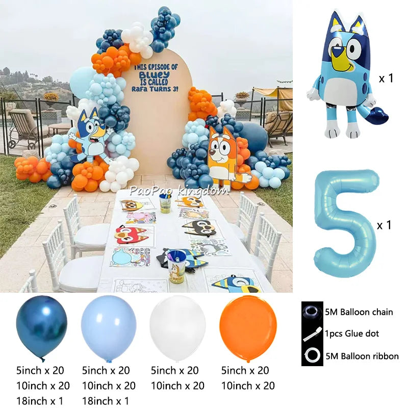 Blue Cartoon Dog Balloon Arch Kit – Kids Birthday Party Decoration Set