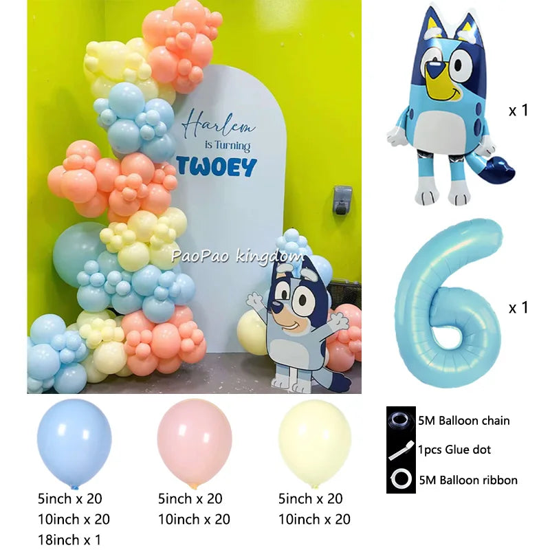 Blue Cartoon Dog Balloon Arch Kit – Kids Birthday Party Decoration Set