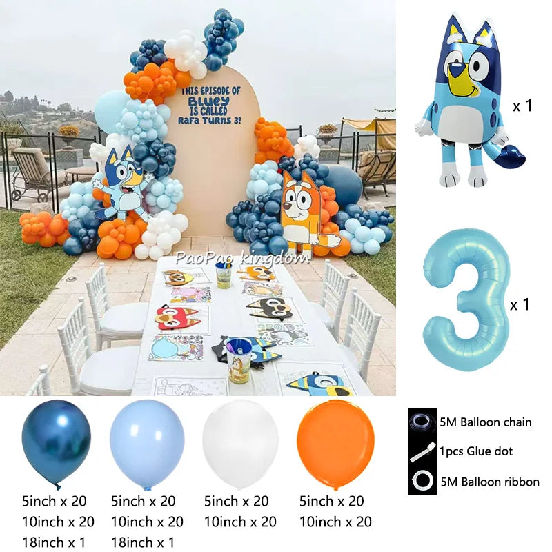 Blue Cartoon Dog Balloon Arch Kit – Kids Birthday Party Decoration Set