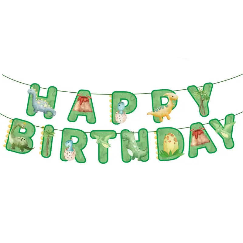 Dinosaur Birthday Party Decoration Set – Plates, Cups, Balloons & Banner Kit (61pcs)