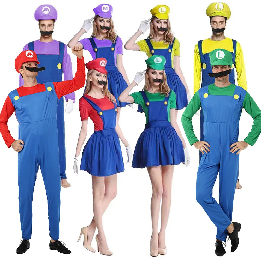Retro Game Plumber Costume – Kids & Adult Fancy Dress Set