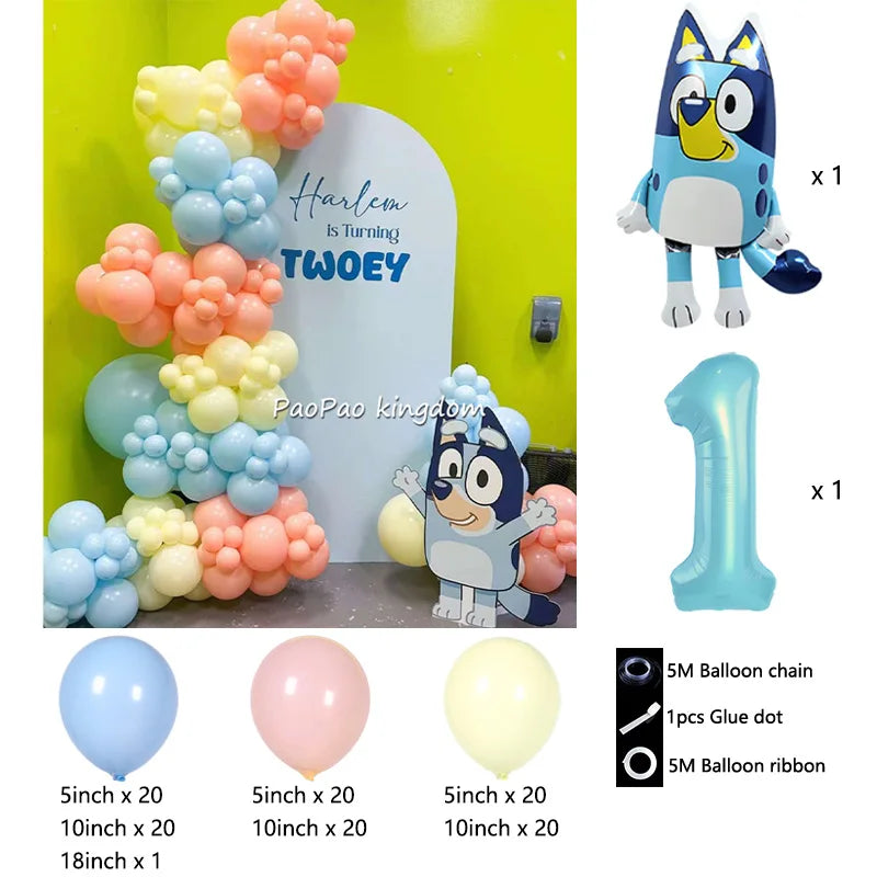 Blue Cartoon Dog Balloon Arch Kit – Kids Birthday Party Decoration Set