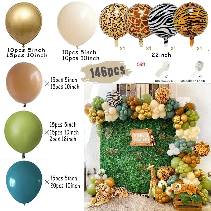 Jungle Safari Balloon Arch Kit – Animal Birthday Party Decoration Garland