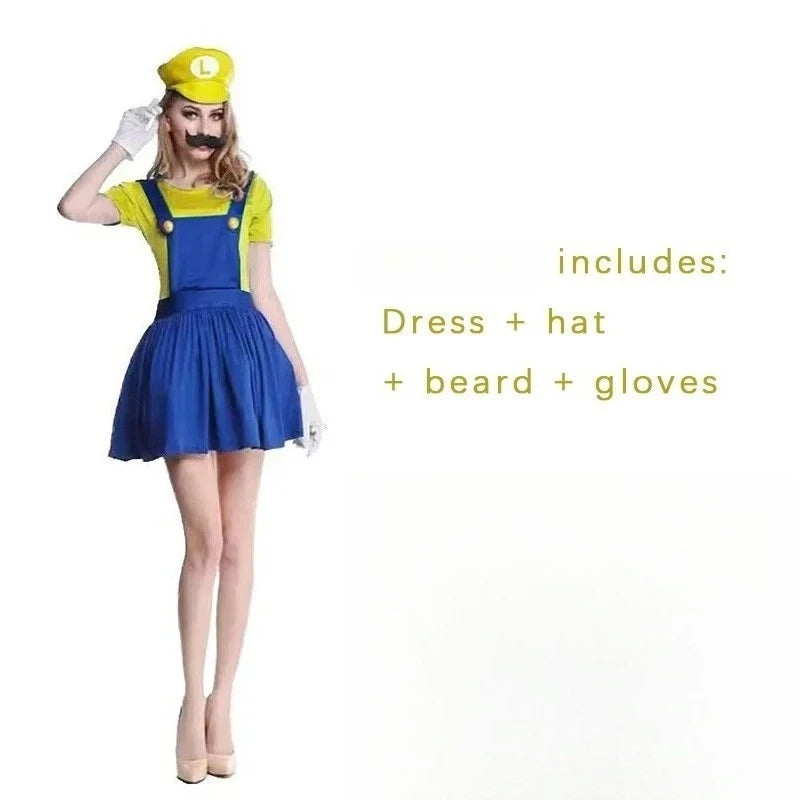 Retro Game Plumber Costume – Kids & Adult Fancy Dress Set