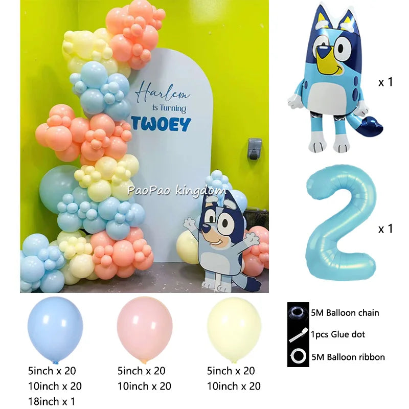 Blue Cartoon Dog Balloon Arch Kit – Kids Birthday Party Decoration Set