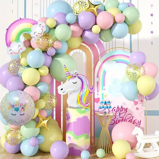 Unicorn Balloon Arch Garland Kit – 140pcs Rainbow Party Decorations