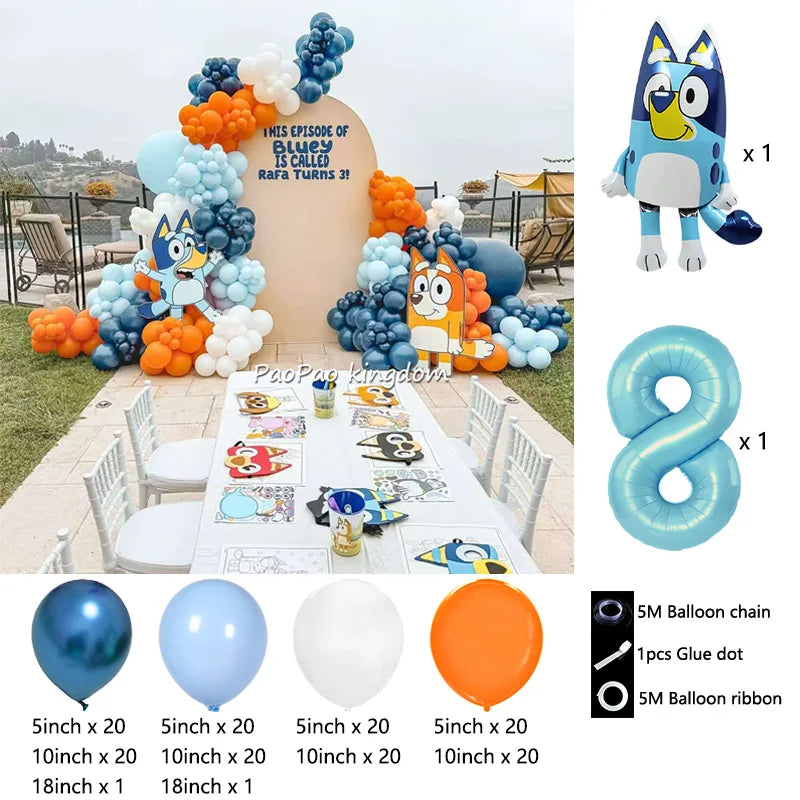 Blue Cartoon Dog Balloon Arch Kit – Kids Birthday Party Decoration Set