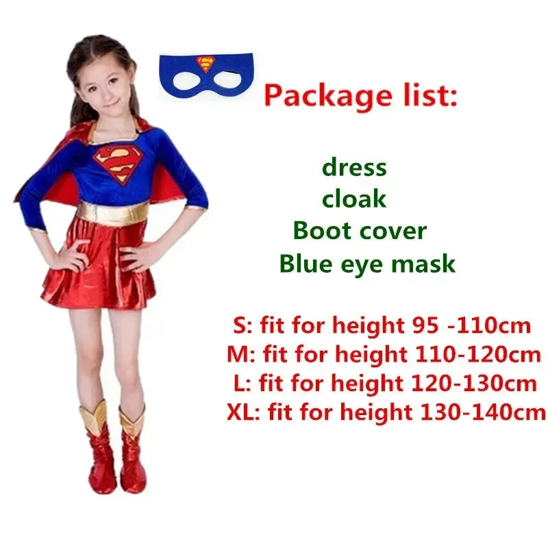 Girls Superhero Costume with Cape – Kids Fancy Dress Party Outfit