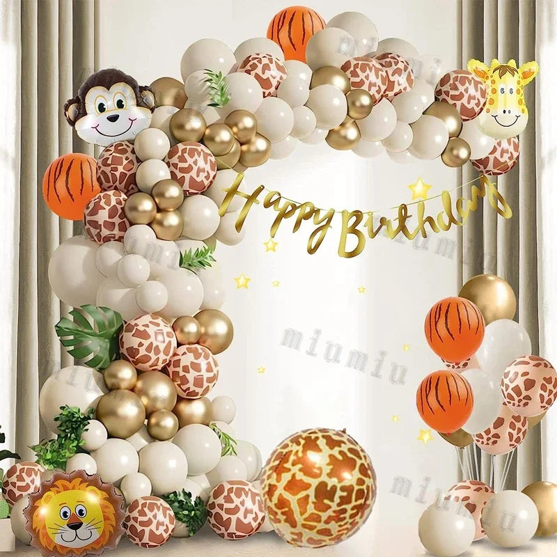 Jungle Safari Balloon Arch Kit – Animal Birthday Party Decoration Garland