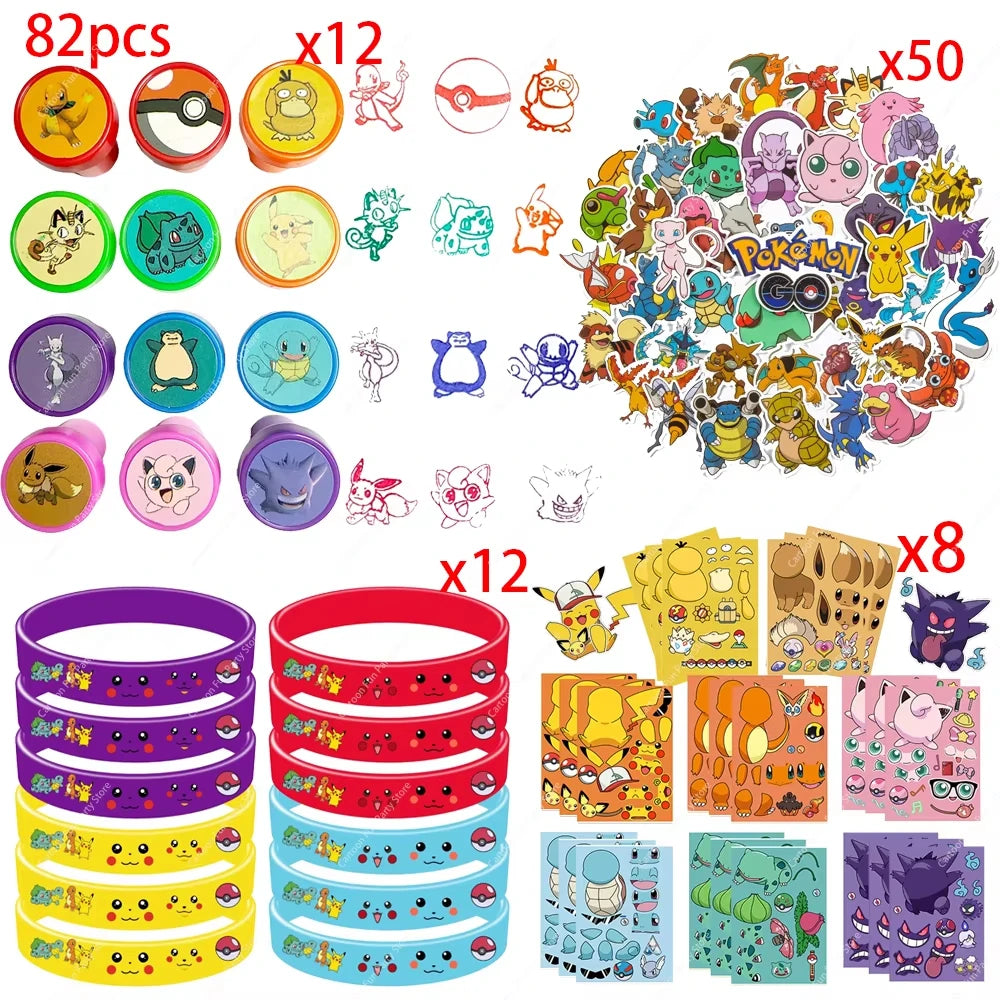 Kids Cartoon Party Favor Bundle – Stamps, Stickers & Balloons