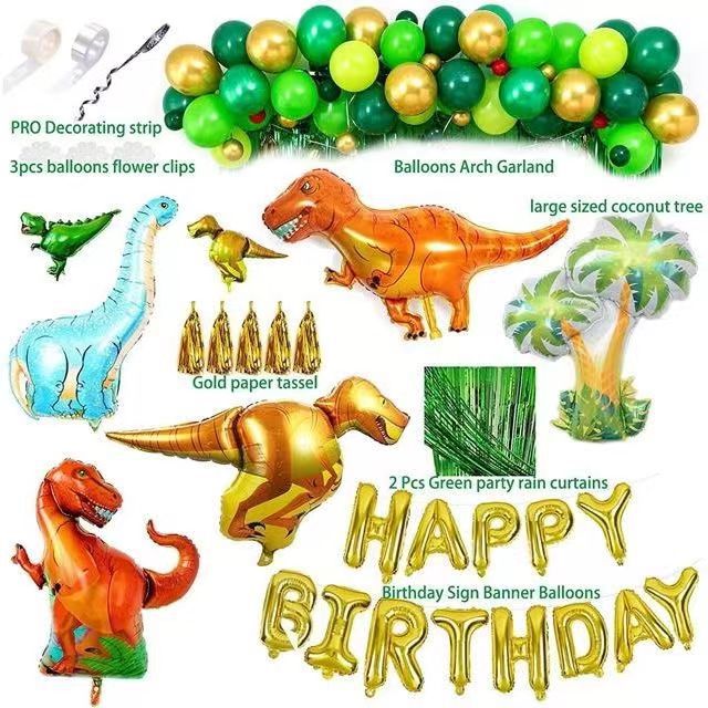 Dinosaur Birthday Party Decoration Kit – Balloon & Banner Set (113pcs)
